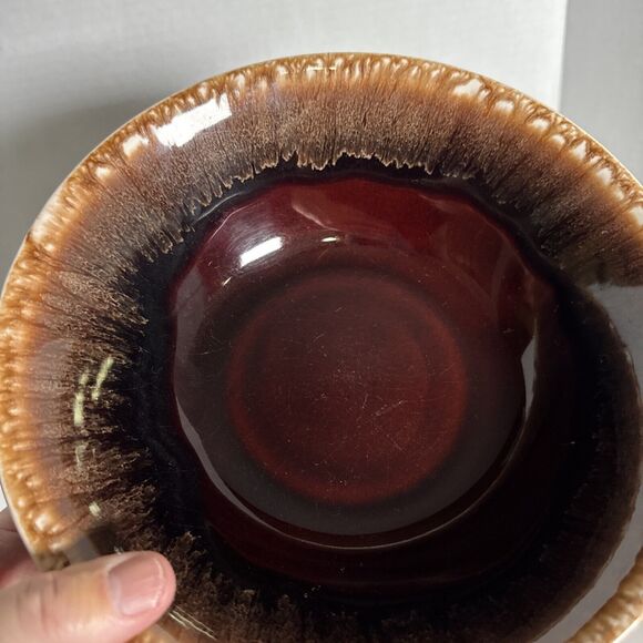 Vintage Art Pottery Brown Drip Glazed Round Vegetable/Serving Bowl 8.25”x2.5” - Picture 5 of 7